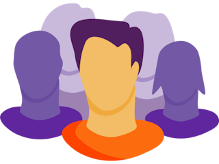 One man in front of people in silhouette