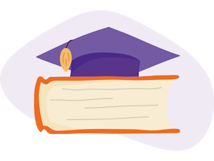 A book with a graduation cap on it