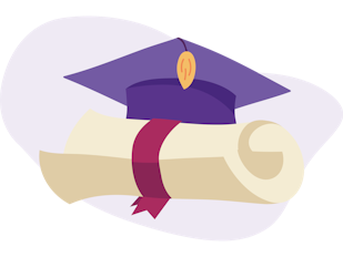 A scroll with a graduation cap on it