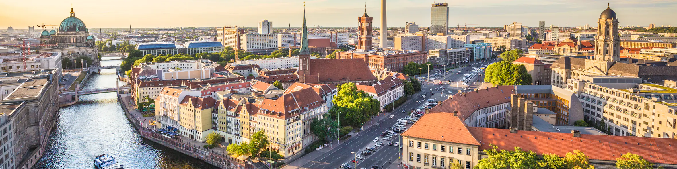 A cityscape of Berlin in Germany featuring iconic elements of Berlin's architectural landmarks.