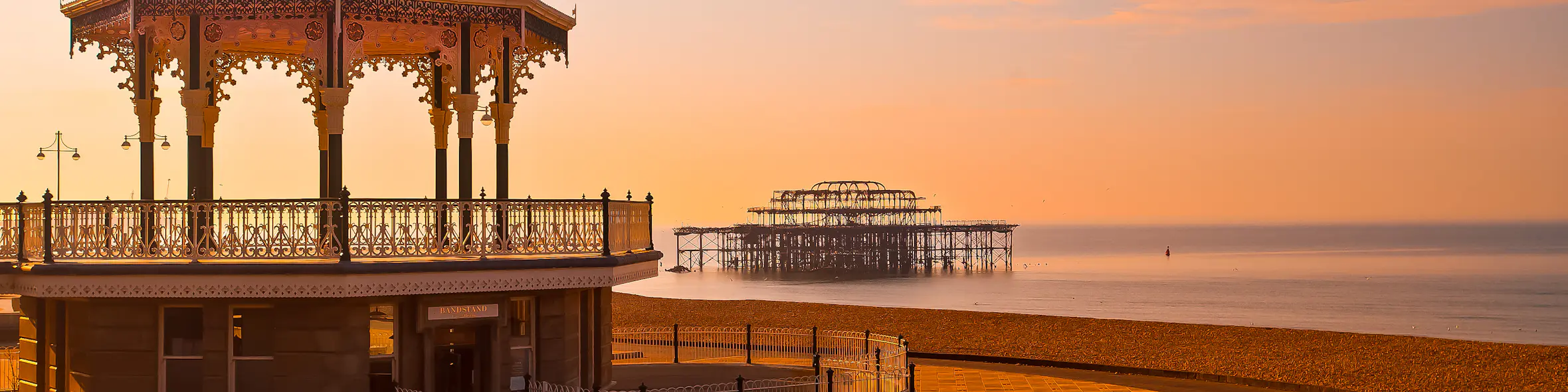 A cityscape of Brighton in the UK featuring iconic elements of Brighton's architectural landmarks.