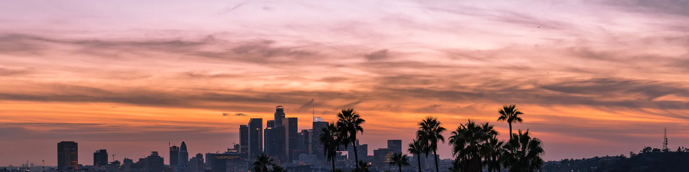 A cityscape of Los Angeles, California in the USA featuring iconic elements of Los Angeles, California's architectural landmarks.