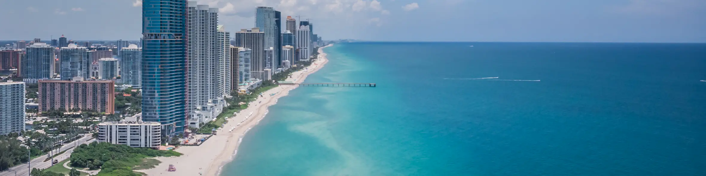 A cityscape of Miami, Florida in the USA featuring iconic elements of Miami, Florida's architectural landmarks.