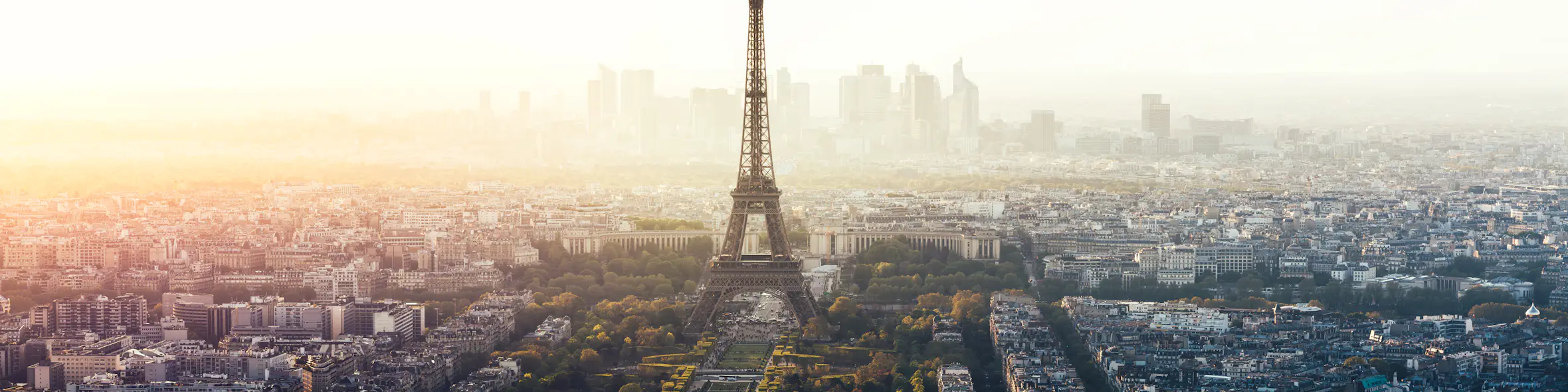 A cityscape of Paris in France featuring iconic elements of Paris's architectural landmarks.
