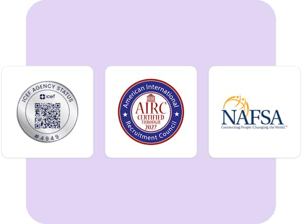 ICEF logo, AIRC logo and NAFSA logo