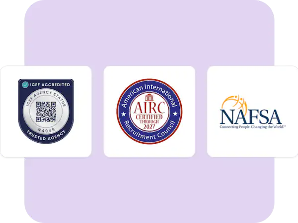 ICEF logo, AIRC logo and NAFSA logo