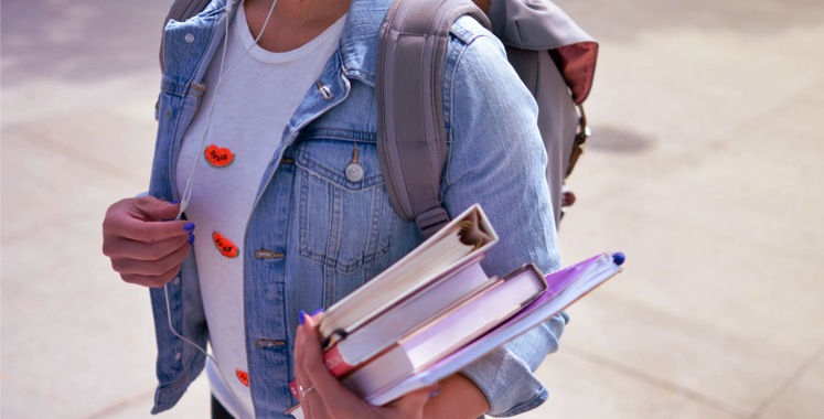 A student carrying books