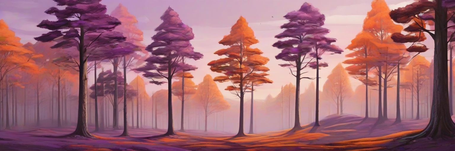 Purple and orange trees