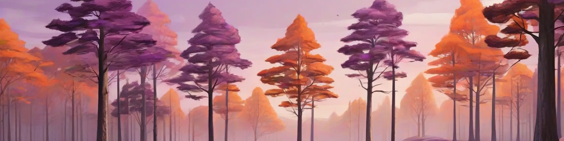 Purple and orange trees