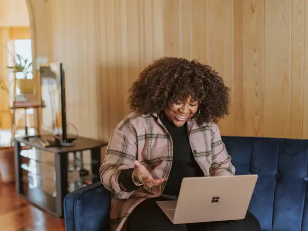 Student using a laptop