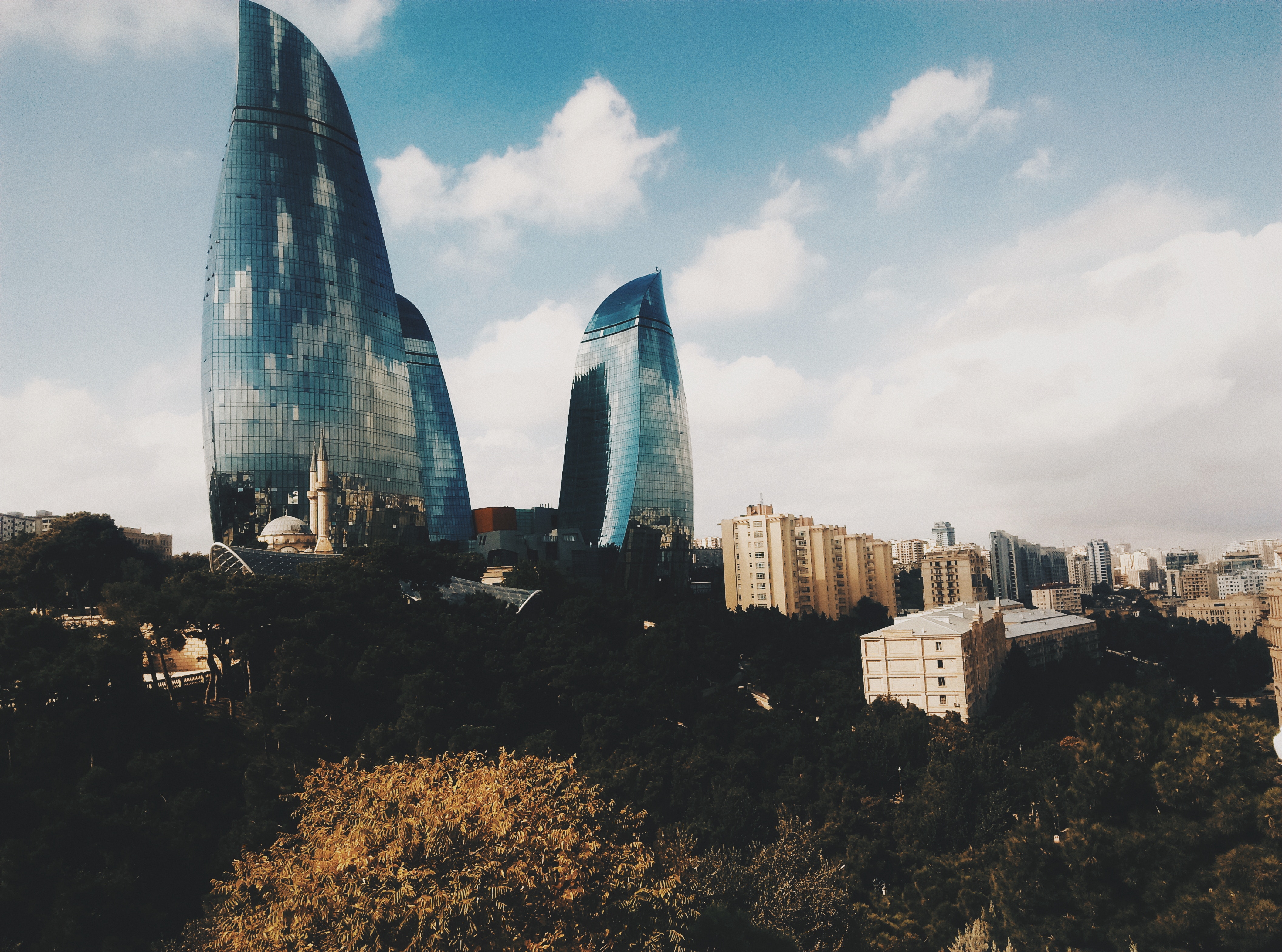 A famous cityscape or landscape of Azerbaijan featuring iconic elements of Azerbaijan's natural beauty or architectural landmarks.
