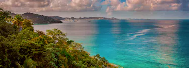 A famous cityscape or landscape of Grenada featuring iconic elements of Grenada's natural beauty or architectural landmarks.