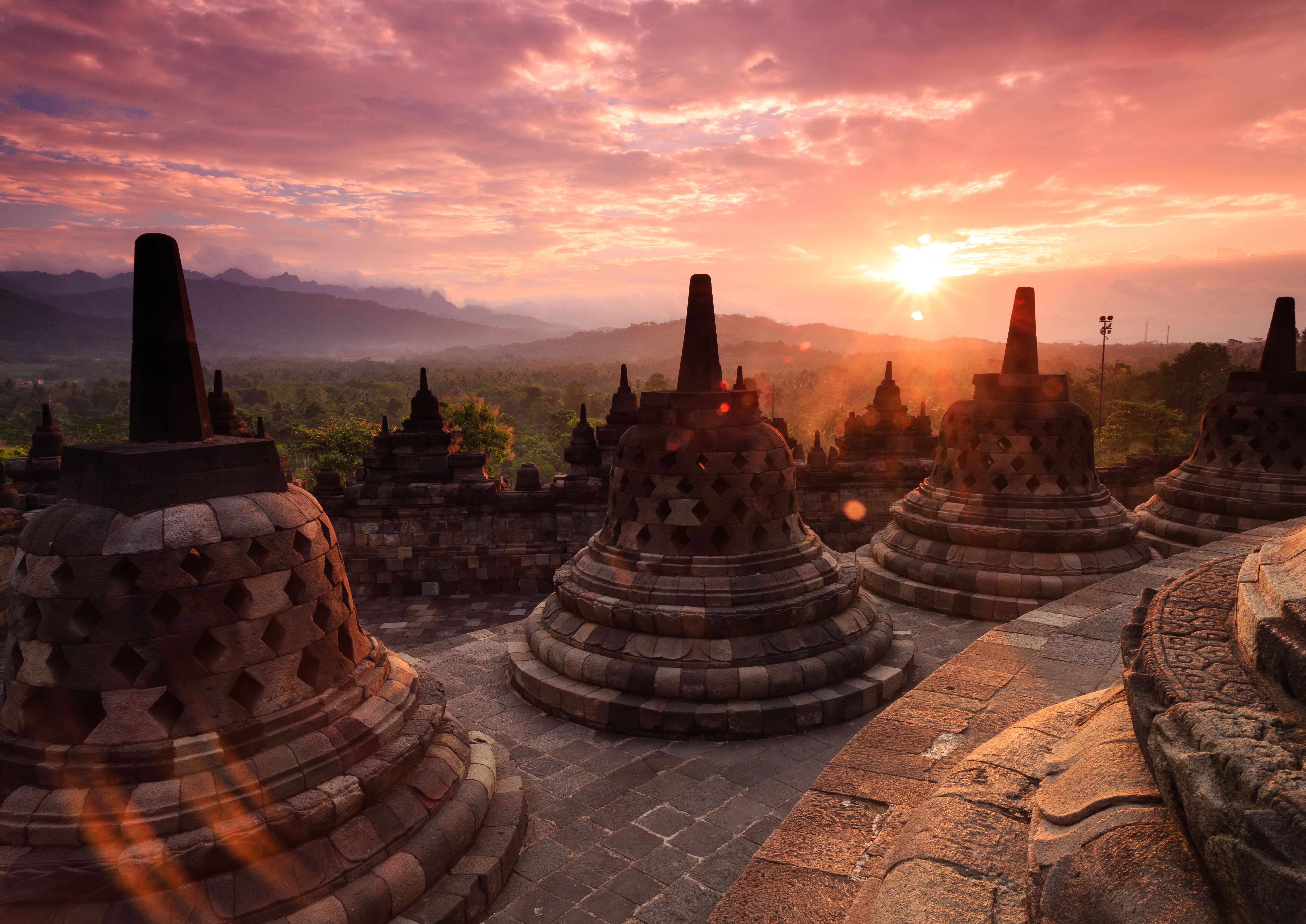 A famous cityscape or landscape of Indonesia featuring iconic elements of Indonesia's natural beauty or architectural landmarks.