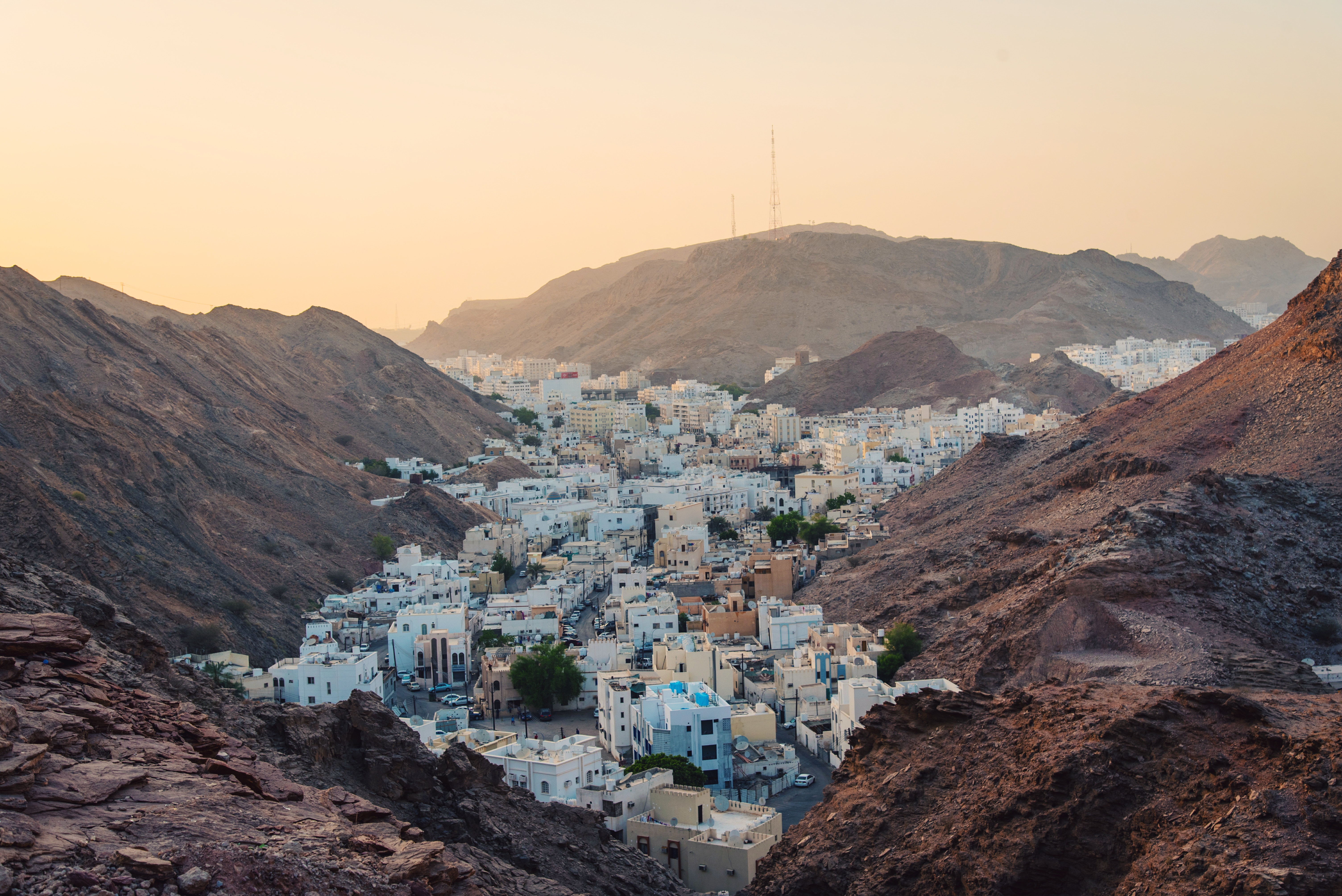 A famous cityscape or landscape of Oman featuring iconic elements of Oman's natural beauty or architectural landmarks.
