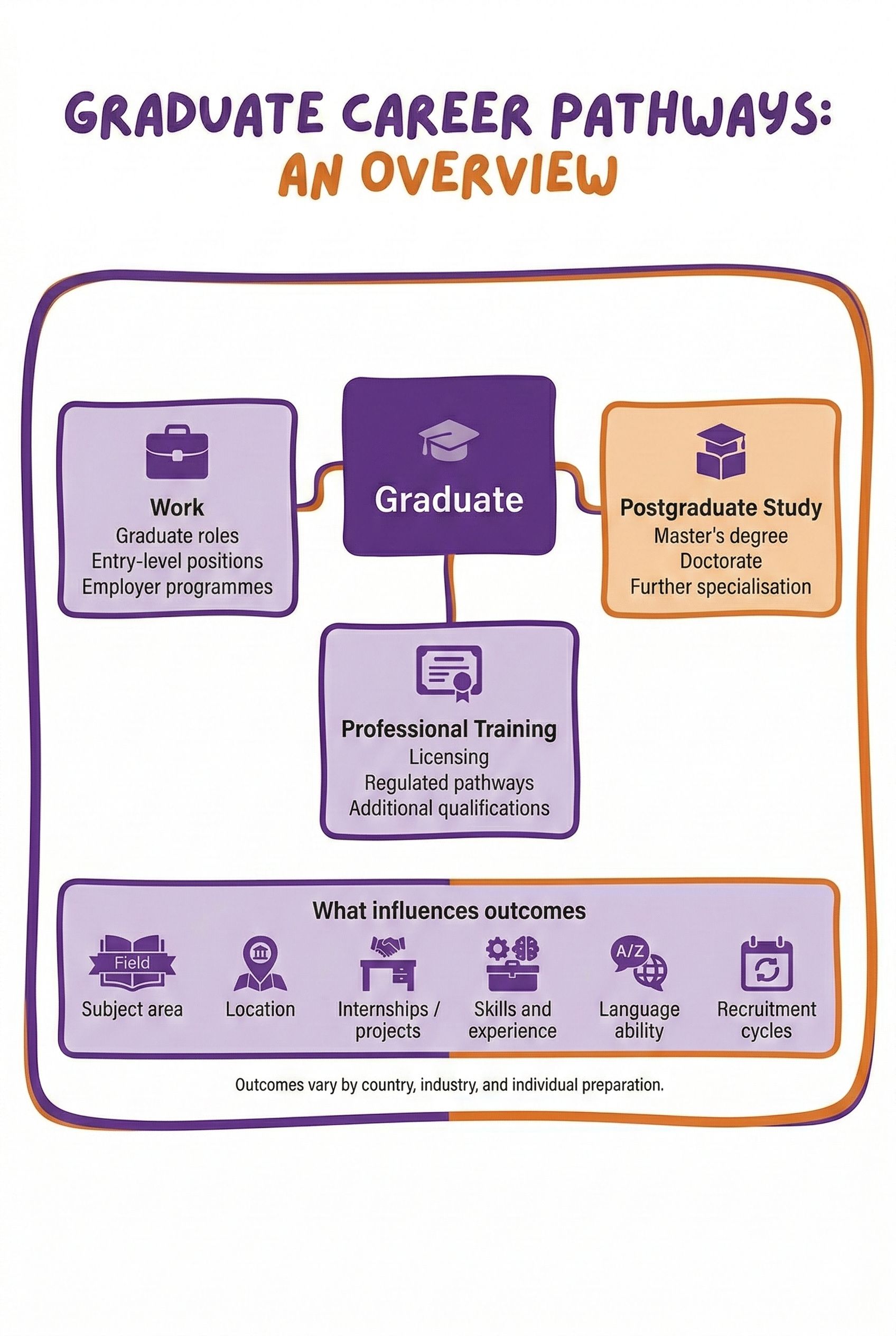 Infographic showing common graduate outcomes after university.
